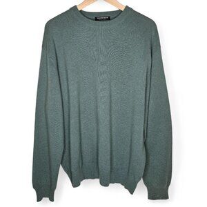 Richard Waithe 100% Cashmere Sweater Men's Moss Green Preppy Crew Neck Office L